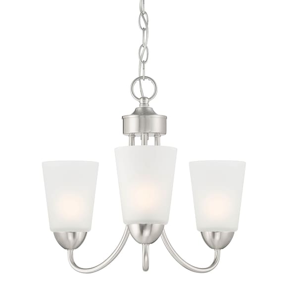Designers Fountain Malone 3 Light Transitional Brushed Nickel with Frosted Glass Shades Chandelier For Dining Rooms D267M-3CH-BN - main
